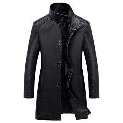 CIDCIJN Herren Lederjacke - Luxus Trench Ledermantel Herren Einreihig Business Casual Lederjacke Männlich Schwarz Lange Pu Mantel Große Größe, Schwarz, 4Xl von CIDCIJN