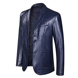 CIDCIJN Herren Lederjacke - Mens Casual Leather Jacket - Fashion Casual Plus Size Comfortable Leather Jackets Men'S Jacket Outwear Men'S Coats Spring Autumn P U Jacket Coat,Blue,8Xl von CIDCIJN