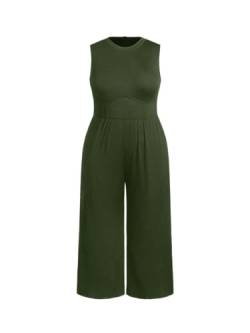 CIDER - Weites Bein, ärmellos, Jumpsuit für Damen, Übergröße, kurvig, Grün , 0X von CIDER