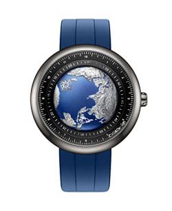 CIGA Design Automatik Uhr Herren - Blue Planet Armbanduhr mit Fluorkautschuk Armband(Titan) von CIGA Design