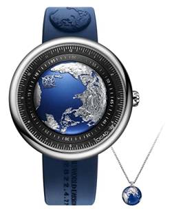 CIGA Design Automatik Uhr Herren - Blue Planet Tag der Erde Edition aus Recyceltem Titan U Serie Armbanduhr mit Armband aus Fluorkautschuk von CIGA Design