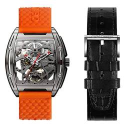 CIGA Design Automatische mechanische Herrenuhren Analoge wasserdichte Armbanduhren Mode Titangehäuse-Uhr mit Silikon-Lederarmbändern Uhr für das Sportgeschäft Tonneau von CIGA Design