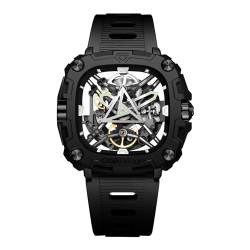 CIGA Design Automatische mechanische Uhr – X-Serie Eye of Horus Armbanduhr für Herren, Skelett-Stil, Biokeramikgehäuse mit Silikonbändern (schwarz), Schwarz , Modern von CIGA Design