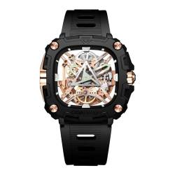 CIGA Design Automatische mechanische Uhr – X-Serie Eye of Horus Armbanduhr für Herren, Skelett-Stil, biokeramisches Gehäuse mit Silikonbändern (Roségold), rose gold, Modern von CIGA Design