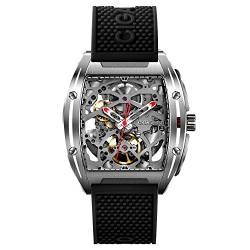 CIGA Design Z-Serie Herren Edelstahl Automatik Uhr mit Silikon Armband Skelett Tonneau Design Synthetischer Saphir Kristall von CIGA Design