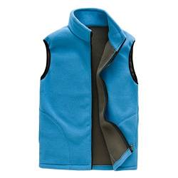 CIKRILAN Herren Fleeceweste Warm Weich Komfort Leicht Full Zip Ohne Arm Jacke Mantel Bodywarmer Outdoorjacke Gilet (XX-Large, Blau) von CIKRILAN