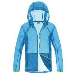 CIKRILAN Herren Ultra dünn Leicht Sommer Sonnenschutz Anti-UV Kapuze Jacke Outdoor Atmungsaktiv Quick Dry Jacke (Large, Blau) von CIKRILAN