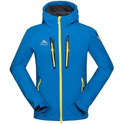 CIKRILAN Herren Wasserdicht Outdoor Sport Softshelljacke Funktionsjacke Winddicht Kapuze Warm Fleece gefüttert Mantel (Medium, Blau1615) von CIKRILAN