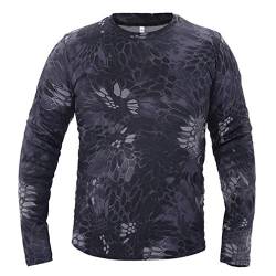 Herren Army Compression Long Sleeve Tactical Camouflage Combat T-Shirts Outdoor Quick Dry Sports Running Tee Shirt (XL, Black Python) von CIKRILAN