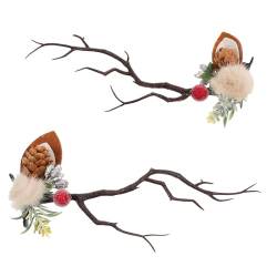 1 Paar Geweih Haarspange Hirsch Haarspangen Hirschgeweih-stirnband Festival Kopfschmuck Haarspange Aus Geweihhorn Rentiergeweih Horn Cosplay Fräulein Seidentuch Haarteil von CIMAXIC