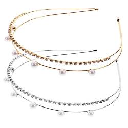 2 Stk Strass-stirnband Perlenstirnband Haarschmuck Für Die Braut Perlenstirnbänder Für Damen Brauthaarschmuck Für Damen Koreanische Version Südkorea Strasssteine Fräulein von CIMAXIC