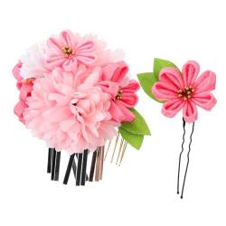 2St Yukata-Haarschmuck Blumen-Haarnadeln Haarblumenklammern Haarspangen hair toppers for women hair bows for women Bademantel Blüte Zubehör zweiteiliger Anzug Kopfbedeckung Stoff von CIMAXIC