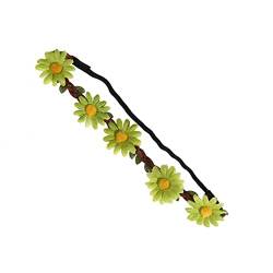 CIMAXIC 5 Stück Braut-Stirnband Verstellbares Haargummi Blumen-Kopfbedeckung Für Damen Haarkranz-Kopf Blumenkranz-Stirnband Für Damen Grüner Sonnenblumenkranz Haarring von CIMAXIC