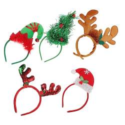 CIMAXIC 5 Stück Weihnachtsstirnband Rentiergeweih Rentiergeweih Stirnband Elfenkopfbedeckung Elfenhaarband Weihnachtsgeweih Rentierohren Stirnband Tierstoff Make-Up Haarnadel von CIMAXIC