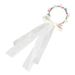 CIMAXIC Schleier girlande Haarschmuck für die Perlenhochzeit Perlenschleier Boho-Haargummis Blumengirlande Boho-Blumenkrone Hochzeitsblumenschleier Blumenstirnbänder für die Braut Plastik von CIMAXIC