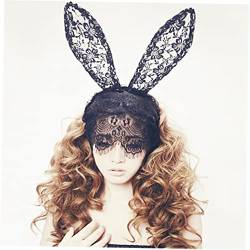 Schwarzes Spitzenschleier-stirnband Schwarzes Kaninchen-stirnband Halloween-kostüm Für Mädchen Verzierte Stirnbänder Für Damen Hasenohren Stirnband Schwarzer Hase Cosplay Fräulein von CIMAXIC
