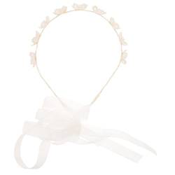 Spitzenstirnband Blumenmädchen-Kopfschmuck Blumenmädchen-Stirnband zur Hochzeit Tiara Schleife Haarbänder für Teenager Band Stirnband Imitationsperlen Kopfbedeckung Blumenband von CIMAXIC