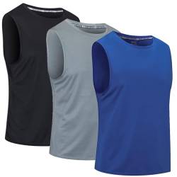 CIMIC 3er Pack Tank Top Herren Tanktop Sport Muskelshirts Ärmelloses Shirt Sleeveless Achselshirt Fitness Gym Sommer Muscle Tshirt Men Atmungsaktive Trainingsshirt Männer(0303-Black Grey Blue-M) von CIMIC