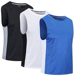 CIMIC 3er Pack Tank Top Herren Tanktop Sport Muskelshirts Ärmelloses Shirt Sleeveless Achselshirt Fitness Gym Sommer Muscle Tshirt Men Atmungsaktive Trainingsshirt Männer(0505-Black White Blue-XL) von CIMIC