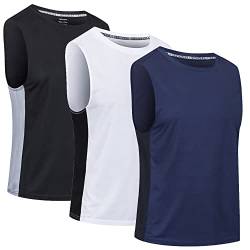 CIMIC 3er Pack Tank Top Herren Tanktop Sport Muskelshirts Ärmelloses Shirt Sleeveless Achselshirt Fitness Gym Sommer Muscle Tshirt Men Atmungsaktive Trainingsshirt Männer(0505-Black White Nave-2XL) von CIMIC