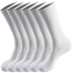 CINQINYIN Lässig Socken Atmungsaktive Crew Socken Baumwolle Kalbssocken für Männer Frauen 6 Paare (DE/NL/SE/PL, Numerisch, 36, 39, Regular, Regular, Weiß) von CINQINYIN