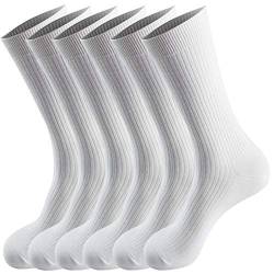 CINQINYIN Lässig Socken Atmungsaktive Crew Socken Baumwolle Kalbssocken für Männer Frauen 6 Paare (DE/NL/SE/PL, Numerisch, 40, 43, Große Größen, Regular, Weiß) von CINQINYIN