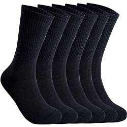 CINQINYIN Weiche atmungsaktive Baumwollsocken schweißabsorbierende Socken für Männer und Frauen 6 Paar (DE/NL/SE/PL, Numerisch, 40, 43, Regular, Regular, schwarz) von CINQINYIN