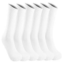 CINQINYIN Weiche atmungsaktive Baumwollsocken schweißabsorbierende Socken für Männer und Frauen 6 Paar (DE/NL/SE/PL, Numerisch, 40, 43, Regular, Regular, weiß) von CINQINYIN