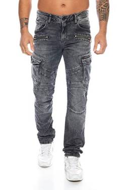 Cipo & Baxx Herren Denim Cargo Jeans Jeanshose Freizeit Hose (Schwarz, W38/L34) von CIPO&BAXX