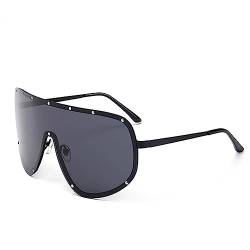 Schwarze polarisierte Sonnenbrille for Damen und Herren, Designer-Randlose, einteilige Sonnenbrille for Herren, winddicht, for Fahren (Color : Black Black) von CIRONI