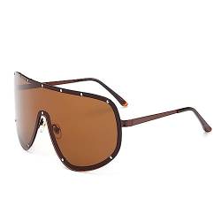 Schwarze polarisierte Sonnenbrille for Damen und Herren, Designer-Randlose, einteilige Sonnenbrille for Herren, winddicht, for Fahren (Color : Brown Brown) von CIRONI