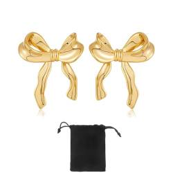 CISKHQR 1 Paar Bogen Ohrringe, Silber Bogen Ohrringe für Frauen, vergoldet Frauen Ohrringe, Gold Ohrringe, vergoldet Ohrringe, Mode-Geschenk-Schmuck für Frauen Mädchen von CISKHQR