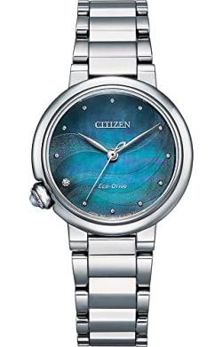 CITIZEN Damen Analog Quarz Uhr mit Edelstahl Armband EM0910-80N, Blau von CITIZEN