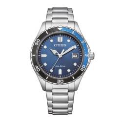 CITIZEN Eco Drive Marine AW1821-89L time-only Unisex Watch with Steel Blue Background von CITIZEN