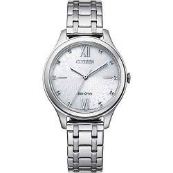 Citizen Damen Analog Eco-Drive Uhr mit Edelstahl Armband EM0500-73A, Silber von CITIZEN