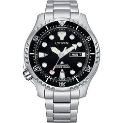 Citizen Herren Analog Automatik Uhr mit Edelstahl Armband NY0140-80EE, Schwarz von CITIZEN