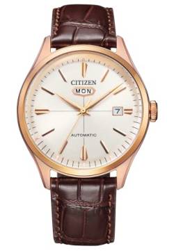 Citizen Herren Analog Automatik Uhr mit Leder Armband NH8393-05AE von CITIZEN