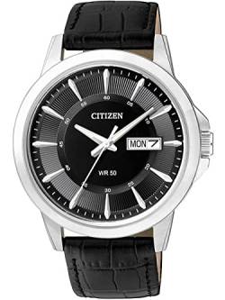 Citizen Herren Analog Quarz Uhr mit Leder Armband BF2011-01EE, Schwarz von CITIZEN