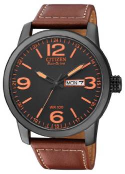 Citizen Herren Analog Quarz Uhr mit Leder Armband BM8476-07EE, Rot/Schwarz von CITIZEN