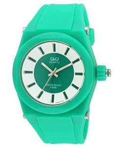 Q&Q Unisex-Armbanduhr Weiß Grün Analog Kunststoff Silikon Quarz Herrenuhr Damenuhr von CITIZEN