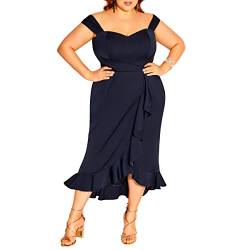 CITY CHIC Damen Plus Size Dress Hypnotize FF Kleid, Dark Navy, 40 von CITY CHIC