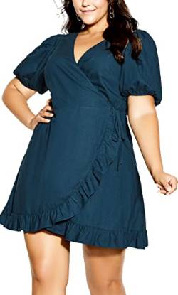 CITY CHIC Damen Plus Size Dress Ruffle Dreams Kleid, Alpine, 46 (Übergröße) von CITY CHIC