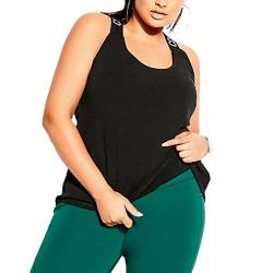 CITY CHIC Damen Plus Size Tank Motivate Klassisches Hemd, Schwarz, 44 von CITY CHIC