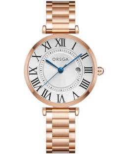 CIVO Armbanduhr Damen Roségold Edelstahl Analog Damenuhr Elegant Datum Wasserdicht Quarz Uhr Damen Klassische Runden Römische Zahlen Uhren, Geschenke für Frauen von CIVO