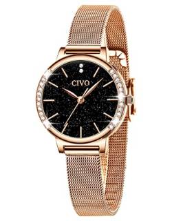CIVO Damen Uhr Roségold Wasserdicht Sternenhimmel Elegant Einfach Uhr Damen Klassisch Business Kleid Lässig Analog Geschenke von CIVO