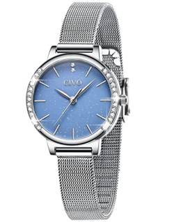 CIVO Damen Uhr Silber Wasserdicht Sternenhimmel Elegant Einfach Uhr Damen Klassisch Business Kleid Lässig Analog Geschenke von CIVO