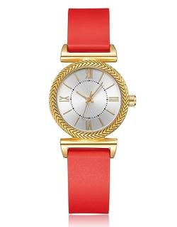 CIVO Damenuhr Analog Quarz Uhr Einfache Armbanduhr Damen Silikon Klassische Uhr Elegante Unisex Uhren Damen Minimalistisch Ziffern Mode Kleid Geschenke für Frauen Mädchen Rot von CIVO