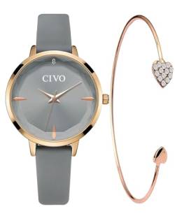 CIVO Damenuhr Wasserdicht Minimalistisch Quarz Armbanduhr Damen Armband Mode Elegant Beiläufig Quarzuhr für Damen Kreative von CIVO