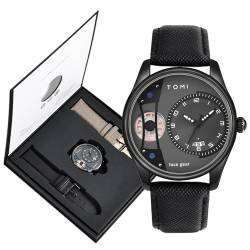 CIVO Herren Armbanduhr Analog Uhren Männer: Wasserdicht Lederarmband Datum Quarz Herrenuhr Schwarz von CIVO