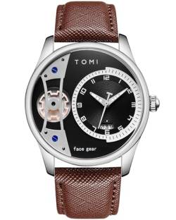 CIVO Herren Armbanduhr Analog Uhren Männer: Wasserdicht Silber Lederarmband Datum Quarz Herrenuhr von CIVO